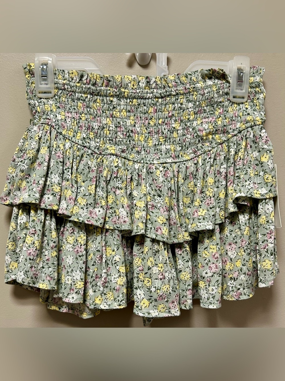 Women’s Floral Tiered Mini Skort Sz M NWT No Comment- Green